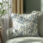 Gold and Navy Vintage Botanic Pattern Cushion<br><div class="desc">Gold and Navy Vintage Botanic Pattern Throw Pillow - Embrace the serene beauty of nature with this seamless throw pillow pattern featuring exquisite botanical sketches and a garden-inspired colour palette. This design brings the charm of a flourishing garden into any space.</div>