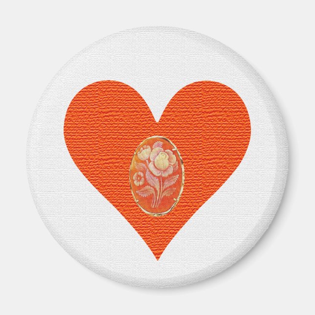 Gold and Orange Vintage Cameo Magnet (Front)