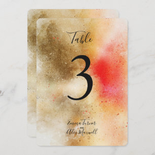 Gold and Orange Watercolour   Table number cards