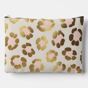 Gold and Pastel Pink Leopard Print Chic Animal Accessory Pouch