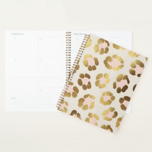 Gold and Pastel Pink Leopard Print Chic Animal Planner