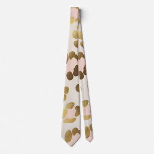 Gold and Pastel Pink Leopard Print Chic Animal Tie