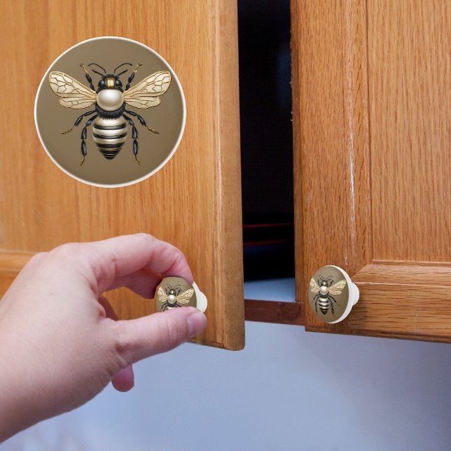 Gold and Pearl Bee Ceramic Knob (Creator Uploaded)