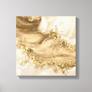Gold and Pearl - Splatter and flow Canvas Print