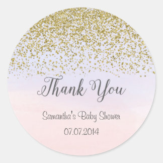 Gold and Pink and Blue Baby Shower Sticker