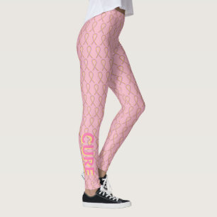 Gold and Pink Awareness Ribbon Custom Leggings