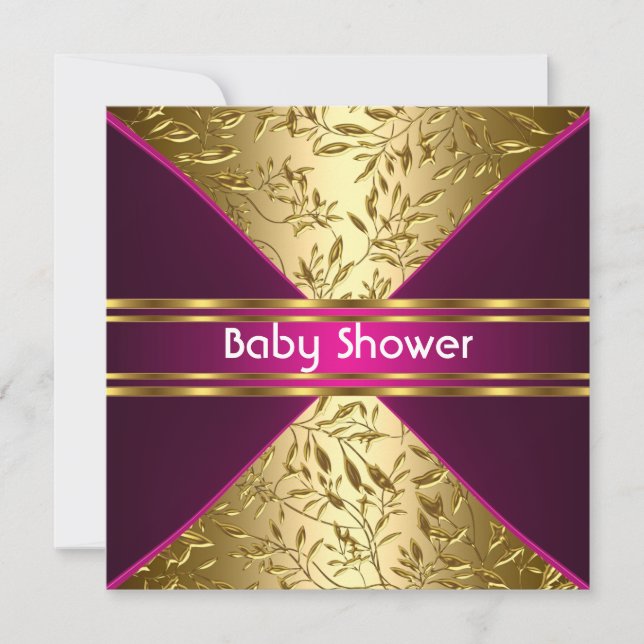 Gold and Pink Baby Shower Invitation (Front)