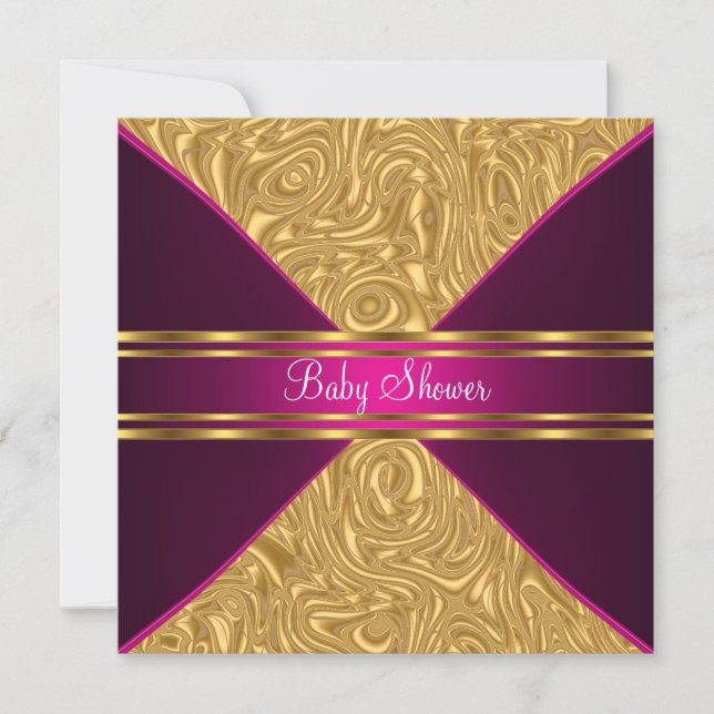Gold and Pink Baby Shower Invitation (Front)