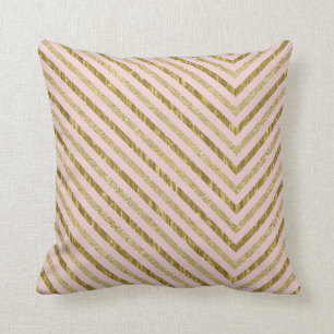 Gold and Pink Chic Chevron Cushion
