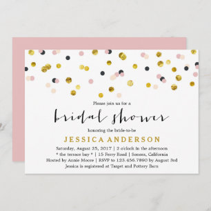Gold and Pink Confetti Bridal Shower Invitation