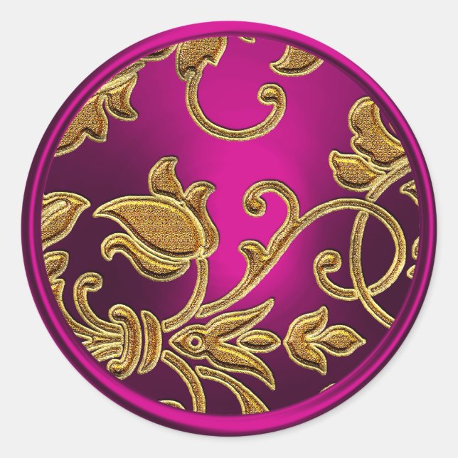 Gold and Pink Damask Envelope Seal (Front)