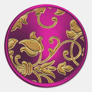 Gold and Pink Damask Envelope Seal