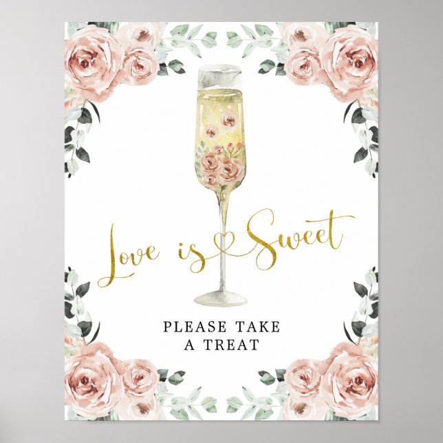 Gold and Pink Dusty Rose Soiree Love is Sweet Poster (Front)