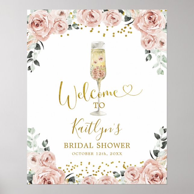 Gold and Pink Dusty Rose Welcome Sign (Front)