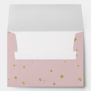 Gold and Pink Faux Glitter Confetti Dots Envelopes