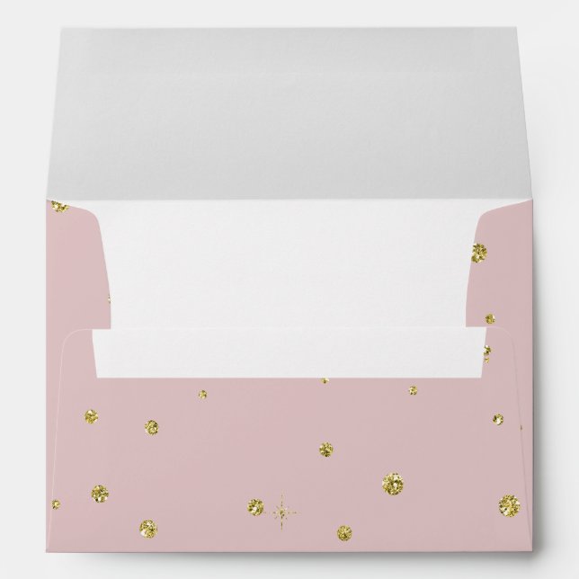 Gold and Pink Faux Glitter Confetti Dots Envelopes (Back (Bottom))