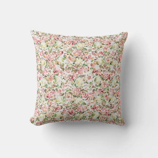 Gold and pink floral throw pillow