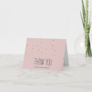 Gold and Pink Glitter Confetti Dots Thank you