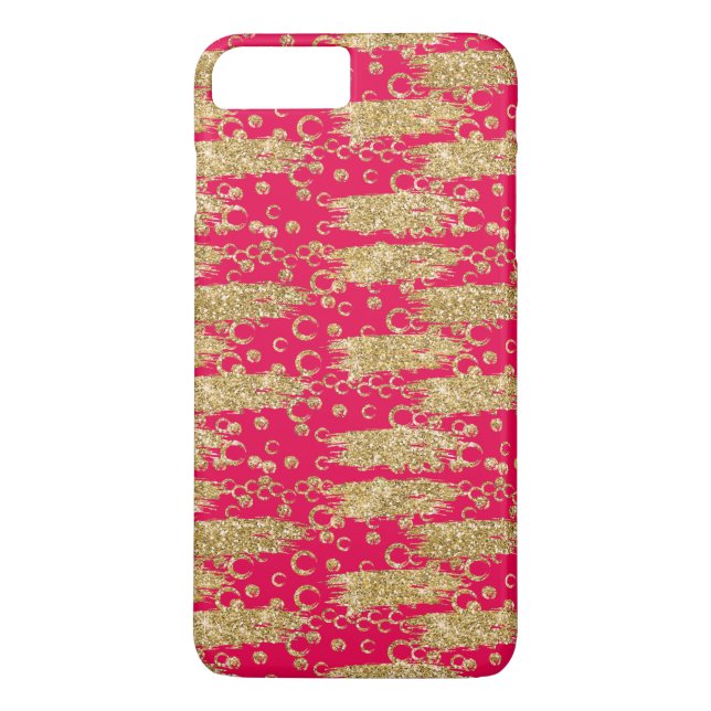 Gold and Pink Glittery Stripes and Circles Case-Mate iPhone Case (Back)