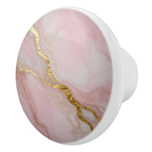 Gold and pink marble texture ceramic knob