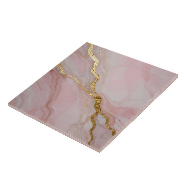 Gold and pink marble texture ceramic tile (Side)