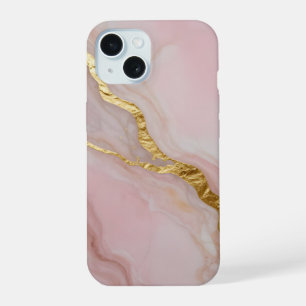 Gold and pink marble texture iPhone 15 case
