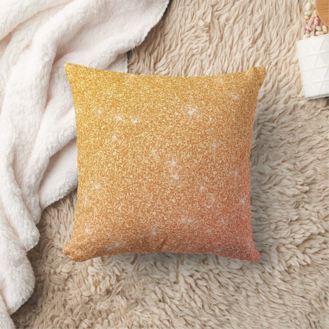 Gold And Pink Ombre Glittered Textured Cushion (Blanket)