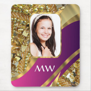 Gold and pink photo background mouse pad