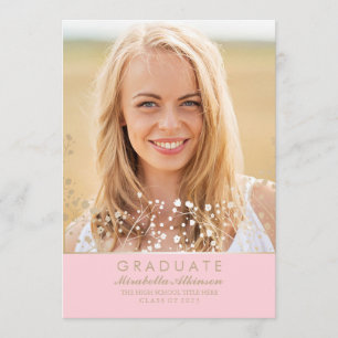 Gold and Pink Photo Graduation Party Announcement