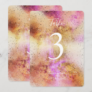 Gold and Pink Sky Watercolour Table number cards