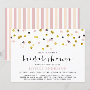 Gold and Pink Sprinkles Bridal Shower Party Invitation