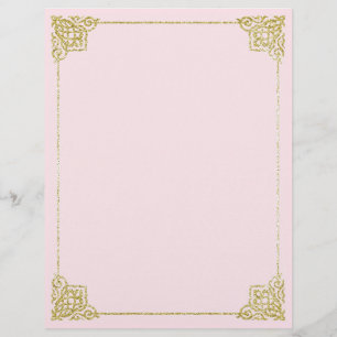 Gold and pink stationery Writing paper 8,5x11