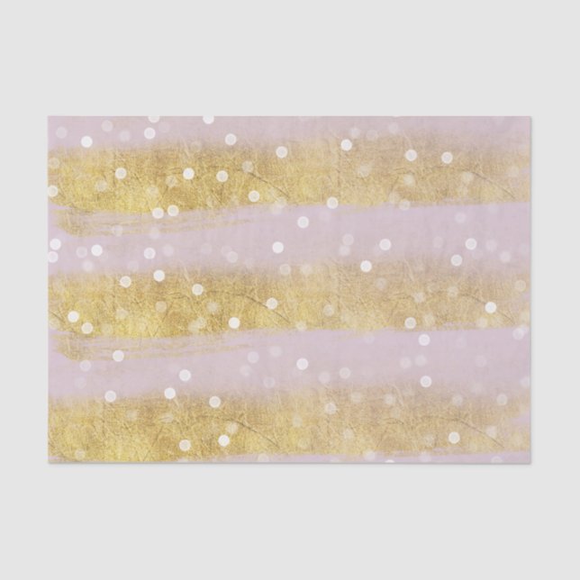 Gold and Pink Stripes Bokeh Confetti Tissue Paper (Front)