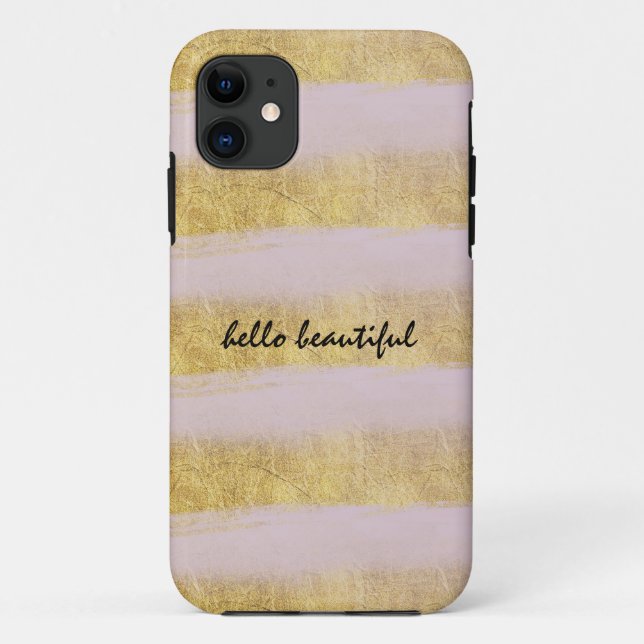 Gold and Pink Stripes Case-Mate iPhone Case (Back)
