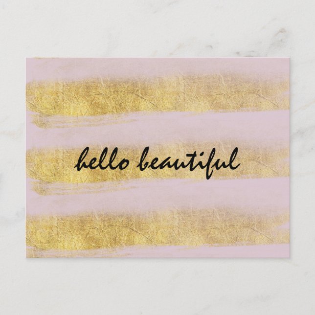 Gold and Pink Stripes Postcard (Front)