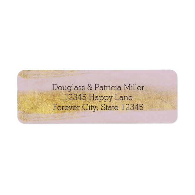Gold and Pink Stripes Return Address Label (Front)