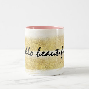 Gold and Pink Stripes Two-Tone Coffee Mug