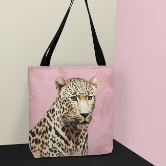 Gold and Pink Wild Leopard Tote Bag