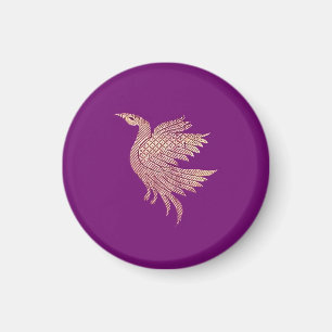 Gold and purple bird stocking stuffer magnet