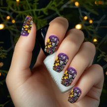 Gold and Purple Christmas Minx Nail Art Decals