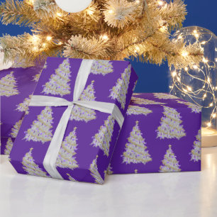 Gold and Purple Christmas Tree Wrapping Paper