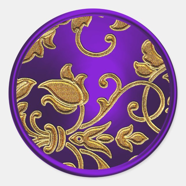 Gold and Purple Damask Envelope Seal (Front)