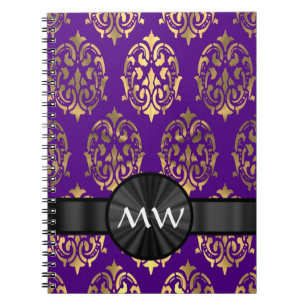 Gold and purple damask notebook