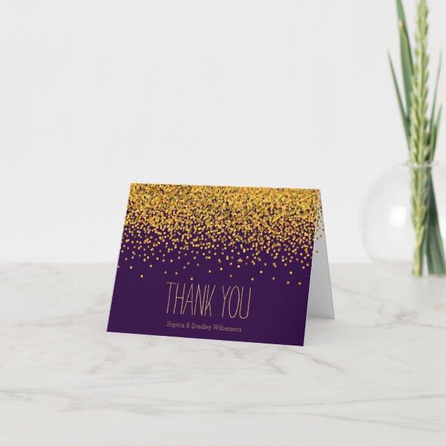 Gold and Purple Glam Confetti Dots Thank you (Front)