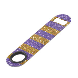 Gold and Purple Glitter Stripes Printed
