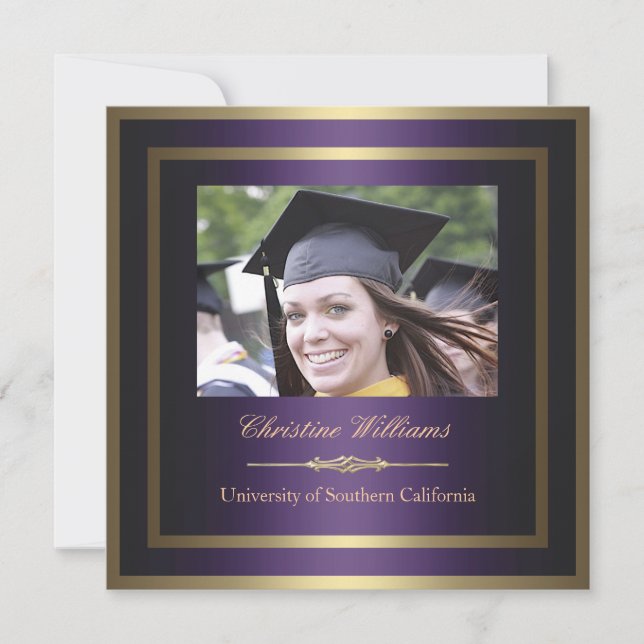 Gold and Purple Graduation Invitation (Front)