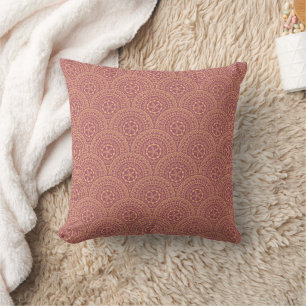 Gold and purple mandala waves pattern cushion