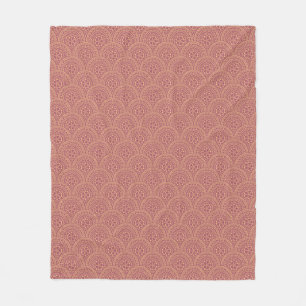 Gold and purple mandala waves pattern fleece blanket