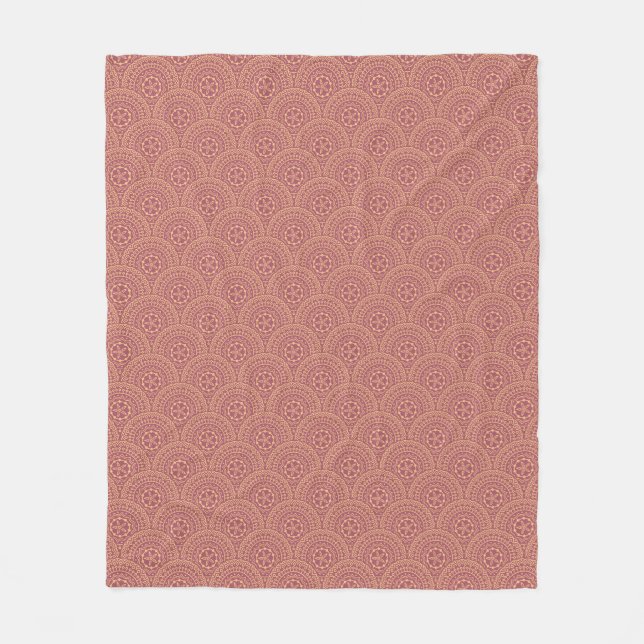 Gold and purple mandala waves pattern fleece blanket (Front)