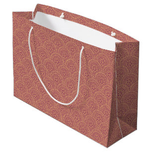 Gold and purple mandala waves pattern large gift bag